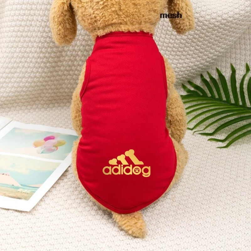 Spring/Summer New dog Clothes Mesh Thin Breathable Printed puppy Tank Top with golden letter for Teddy Fadou