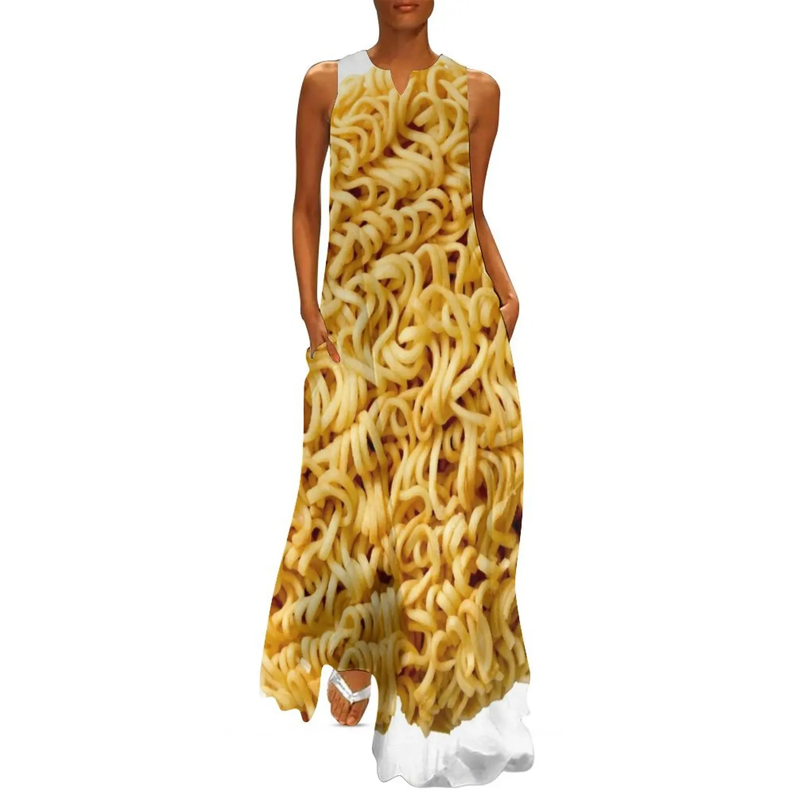 RAMEN NOODLES Long Dress dresses korean style Elegant gowns Woman fashion summer dress daily Dress