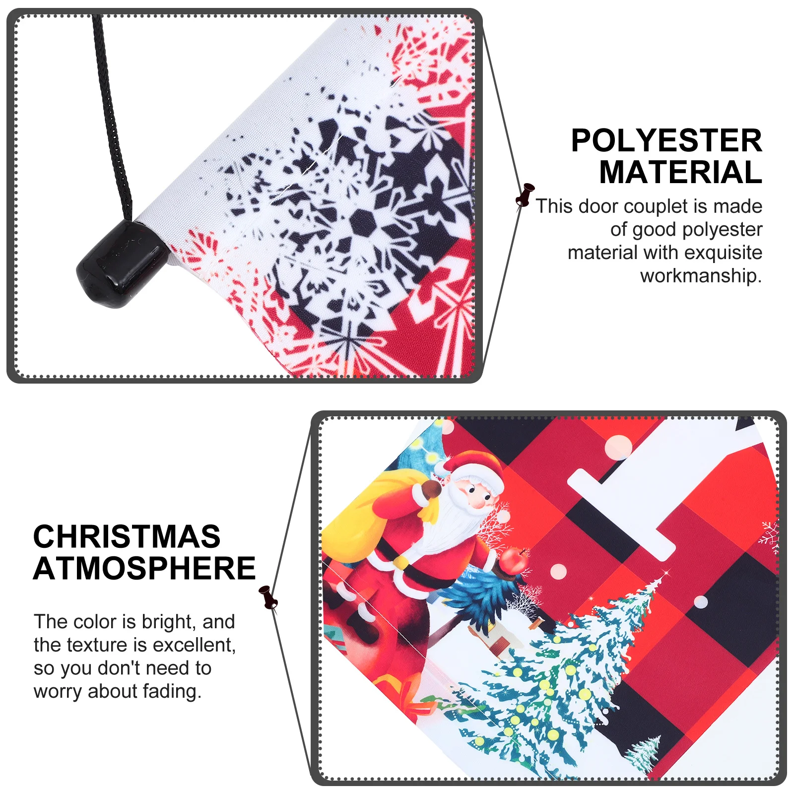 

1 Pair Christmas Door Couplets Polyester Hanging Banners For Front Porch Outdoor Indoor Party Wall Decor Festival Garden