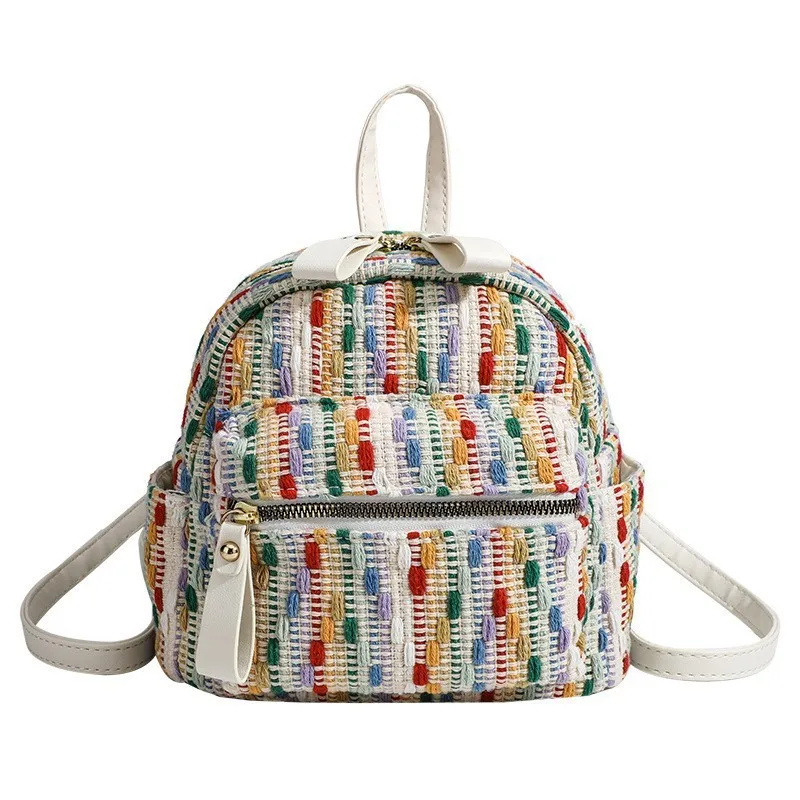 Rainbow Knitting Netflix Shoulder Bag Fashion New Spring And Summer Trend Of Versatile Niche Travel Backpack Mini Schoolbag