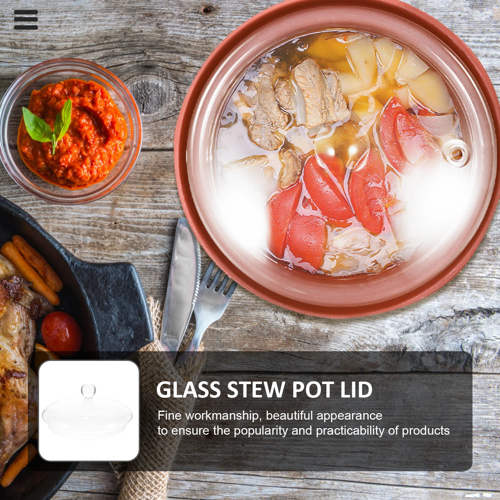 

Kitchen Glass Cookware High Borosilicate Lid for Stew Noodle Pot Heat Resistant Cover Glass Stew Pot Lid Kitchenware