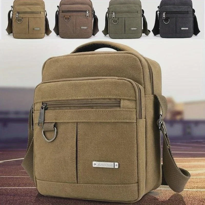 1Pc Fashion Casual Canvas Storage Bag Handbag Outdoor Shoulder Bag Messenger Bag