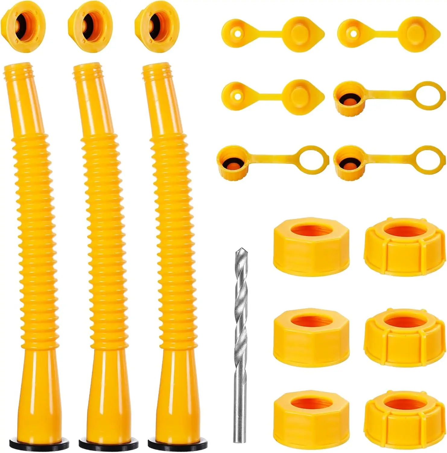 

Long Gas Can Spout Replacement, 10.2in Extended Nozzle (3 Pack-Yellow) for 1/2/5/10 Gal Oil Cans
