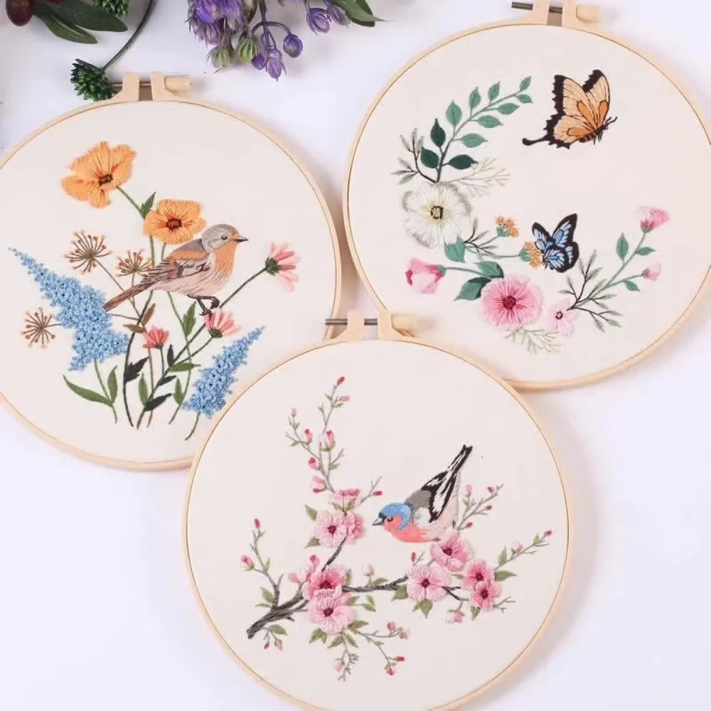 

New 3D Embroidery Kits Butterfly Handmade DIY Embroidery Kits Flower Sewing Embroidery DIY Materials Art Needlework