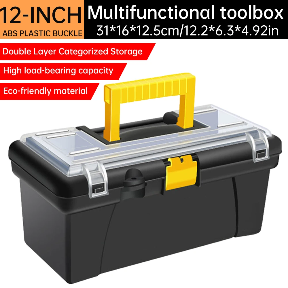 Portable Toolbox Multifunctional Box, 12 Inch Electrician Maintenance Large Storage Box, Hardware Tool Storage Box, Makeup Box