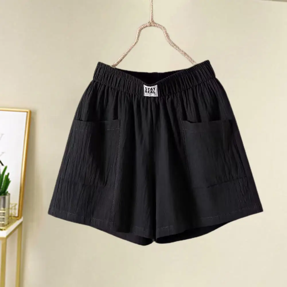 Cotton Linen Shorts Women\'s Sports Shorts Summer Solid High Waist Black Shorts Women Fashion Plus Size Casual Basic Short Pants