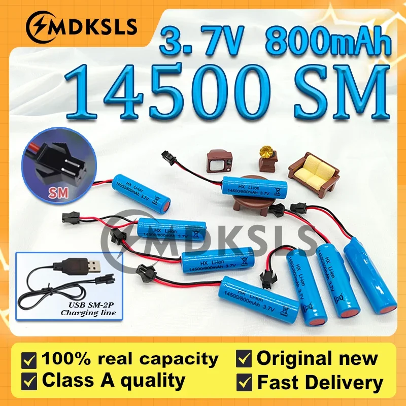 

New2025 14500 3.7V 800mah Li-ion Battery and Charger set For C2 D828RC Stunt Dump Car Battery Toys Accessories RC Car Battery SM
