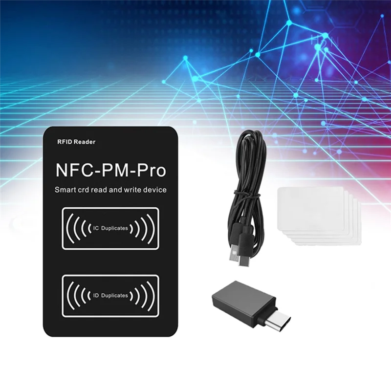 BNVN-RFID Smart Chip Reader PM PRO Decoder+5XUID Card NFC Key Copier 13.56Mhz 125Khz Badge Write Token ID IC Tag Clone