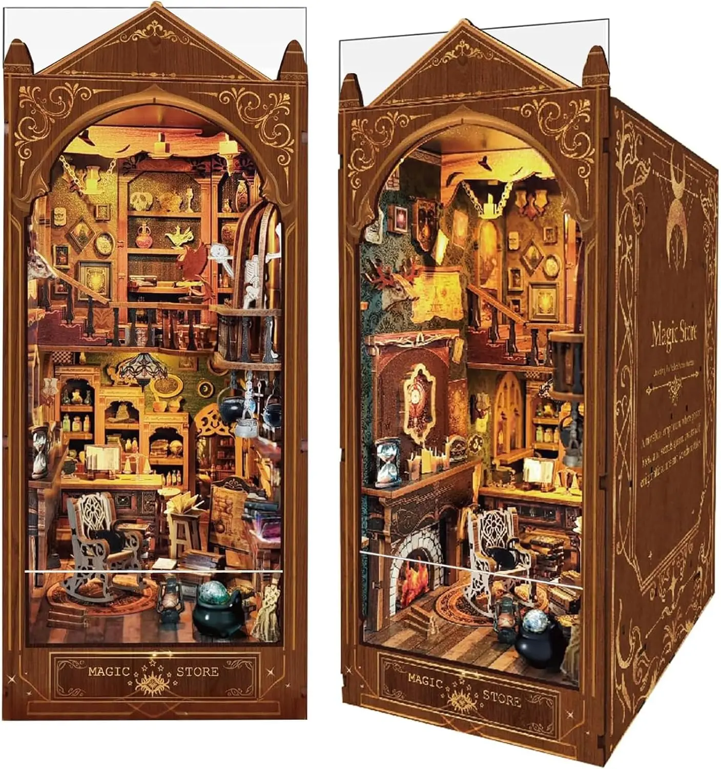 DIY Miniature Book Nook Kit LED Light Magic Store Dollhouse Bookshelf Insert Decor Alley for Adult Craft Building & Construction