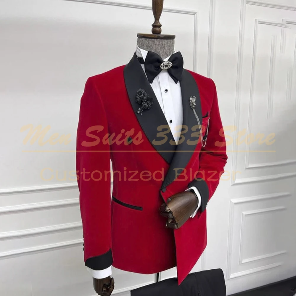 

Elegant Men's Suits Luxury Double Breasted Black Shawl Lapel Slim Fit 2 Piece Jacket Pants Sets High Quality Male Clothing Terno