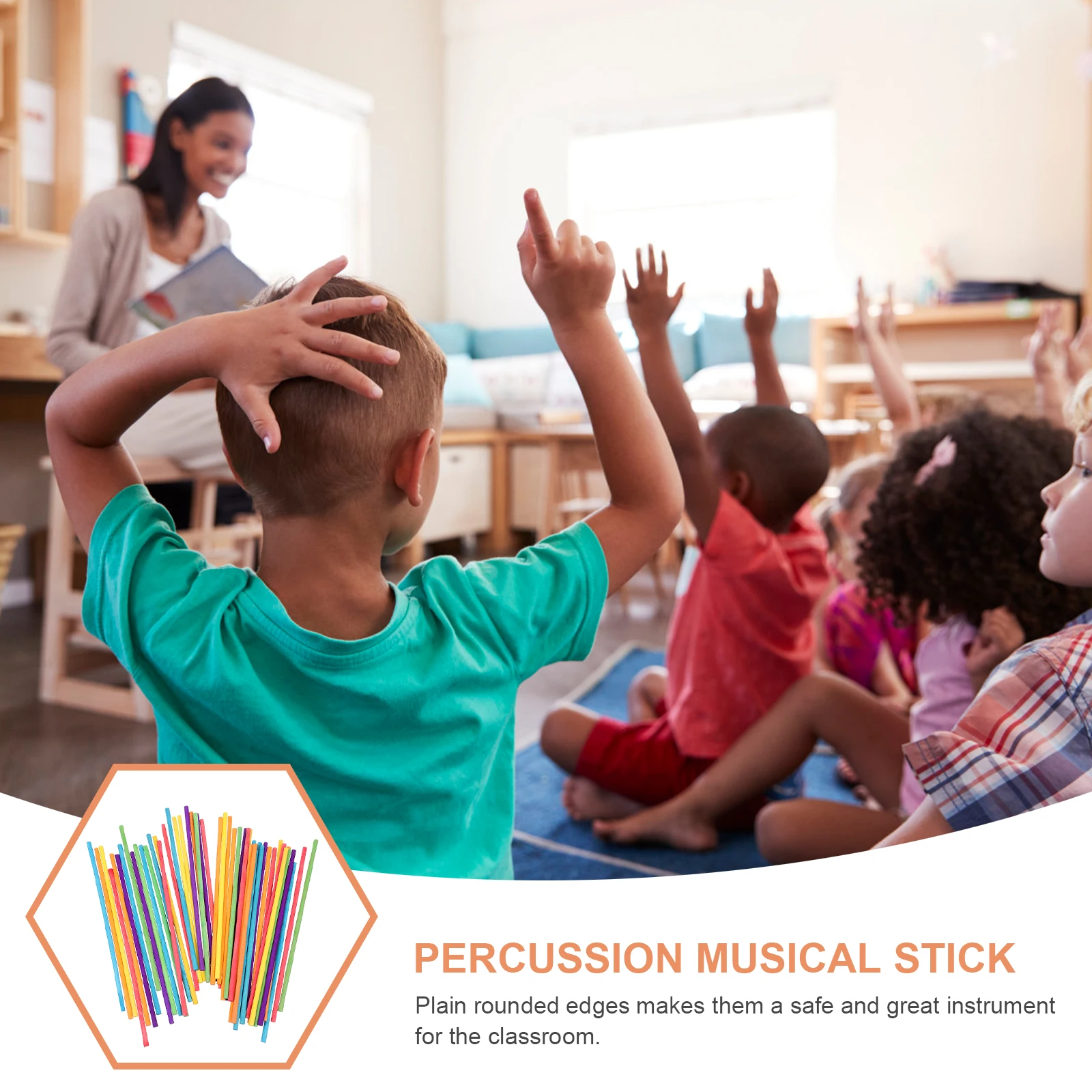 

100 Pcs Colored Wooden Sticks Music Classroom Percussion Instrument Accessories Percussion Instrument Stick Toy
