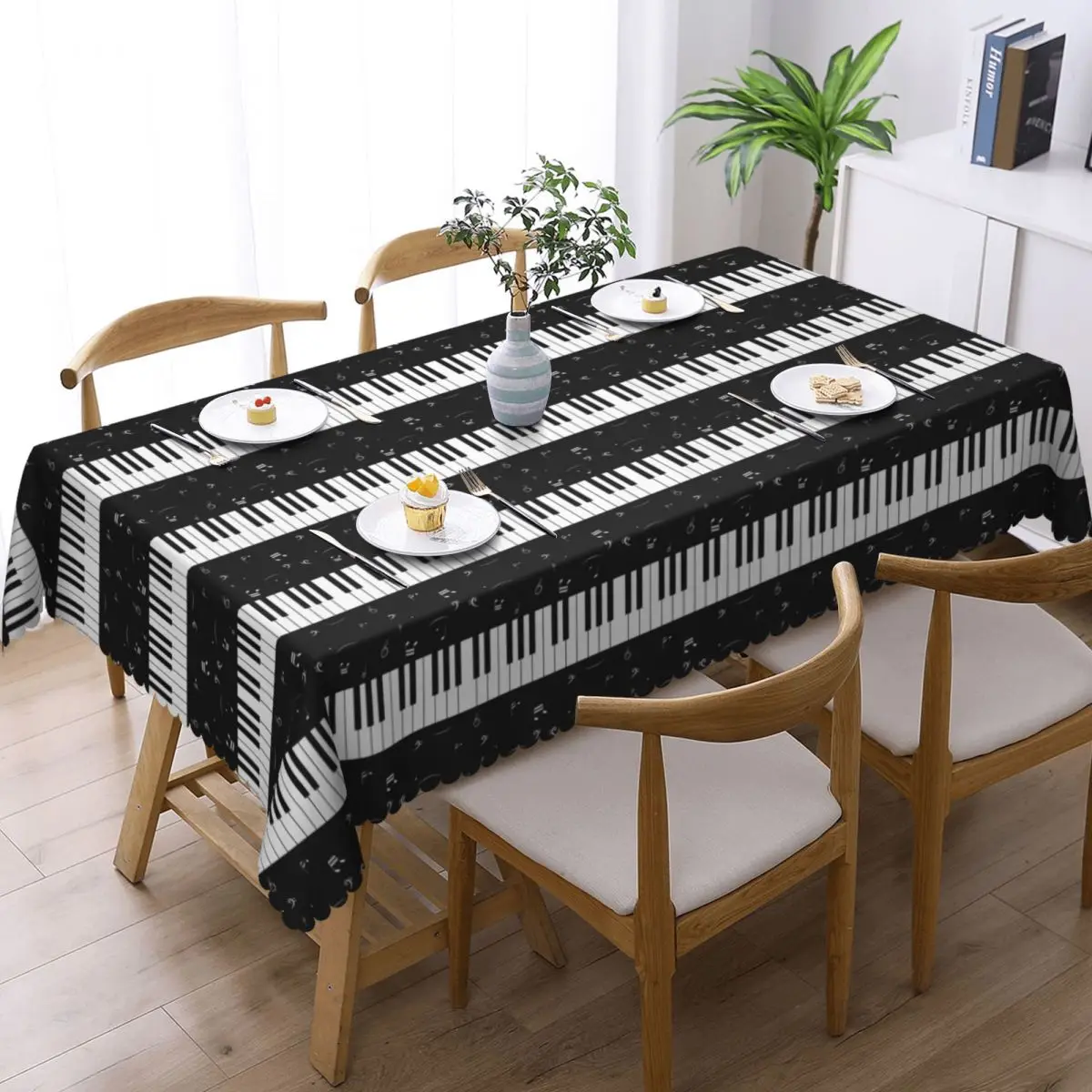 Piano Key Musical Note Tablecloth Restaurant Kitchen Rectangular Tablecloth Festival Party Tablecloth Outdoor Dining Table Cover