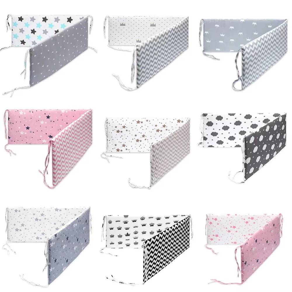 

Baby Bed Crib Bumper Newborns Surrounding Barriers Zipper Cotton Bed Fence Braid Infant Anti-collision Cot Protector Room Decor