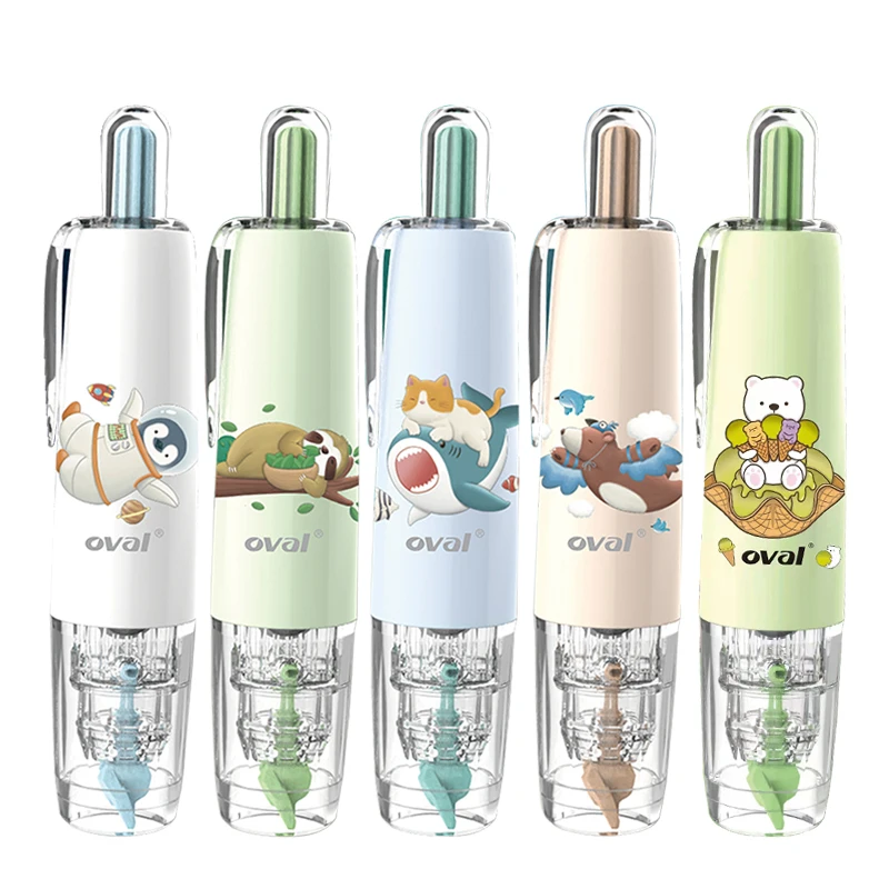 البيضاوي Kawaii المحمولة تصحيح الشريط قدرة عالية لطيف الحيوان 360 درجة دوران الصحافة استبدال مصحح القرطاسية هدية