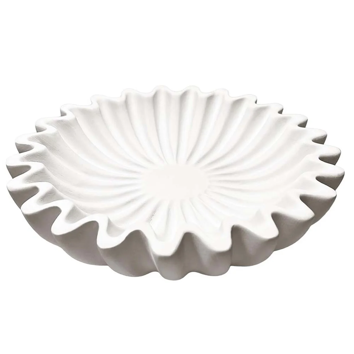 

Fluted Ruffle Decorative Bowl Resin Scallop Fruit Bowl Key Bowl for Entryway Table Bowl for Coffee Dining Console Table