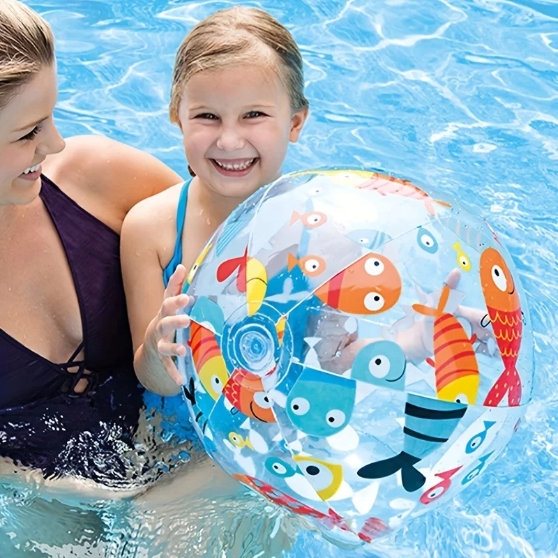 Inflatable Floating Beach Ball Water Game Ball Fun Patterned Pool Toy for Summer Outdoor Activities