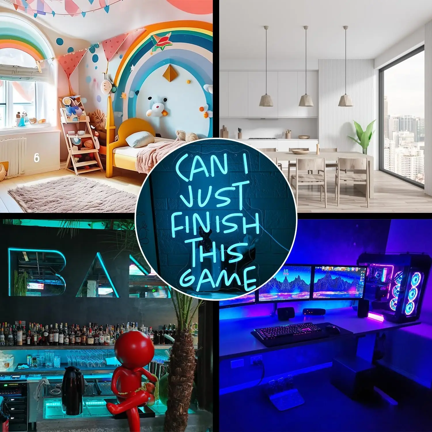 Lettera di gioco Insegna al neon Luce al neon a LED dimmerabile USB per zona di gioco Camera da letto Kidsroom Internet Cafe Pub Club Man Cave Decorazione da parete