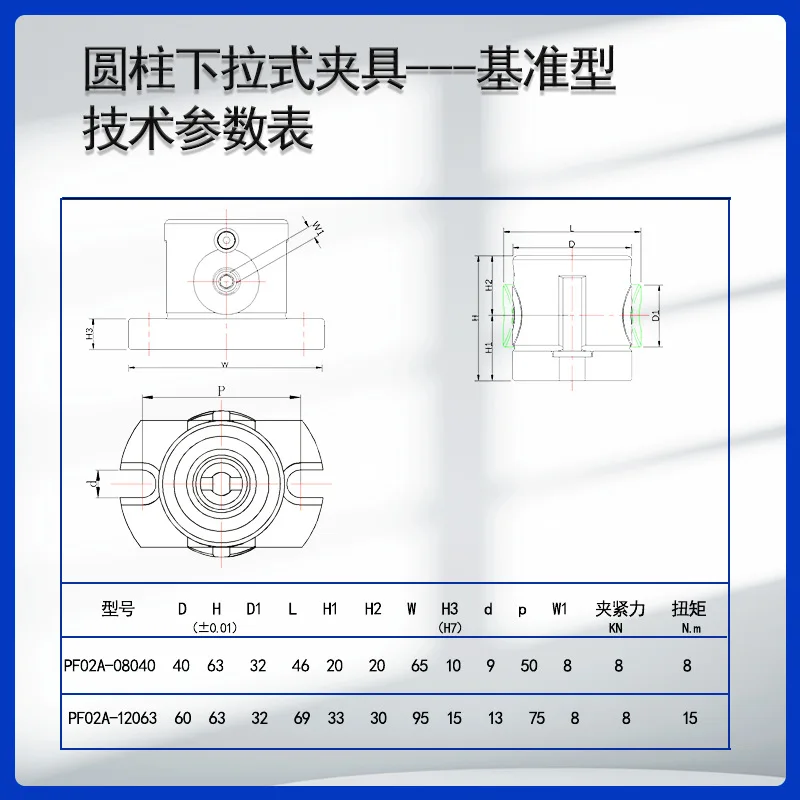 Braçadeira pull-down cilíndrica, braçadeira pull-down de flange, simplex com base em vez de impl150