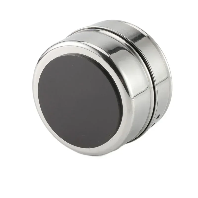 Magnetic Spice Jars with Wall Mounted Rack 304 Stainless Steel Spice Tins Pepper Seasoning Containers Tools Wipeable Label Set