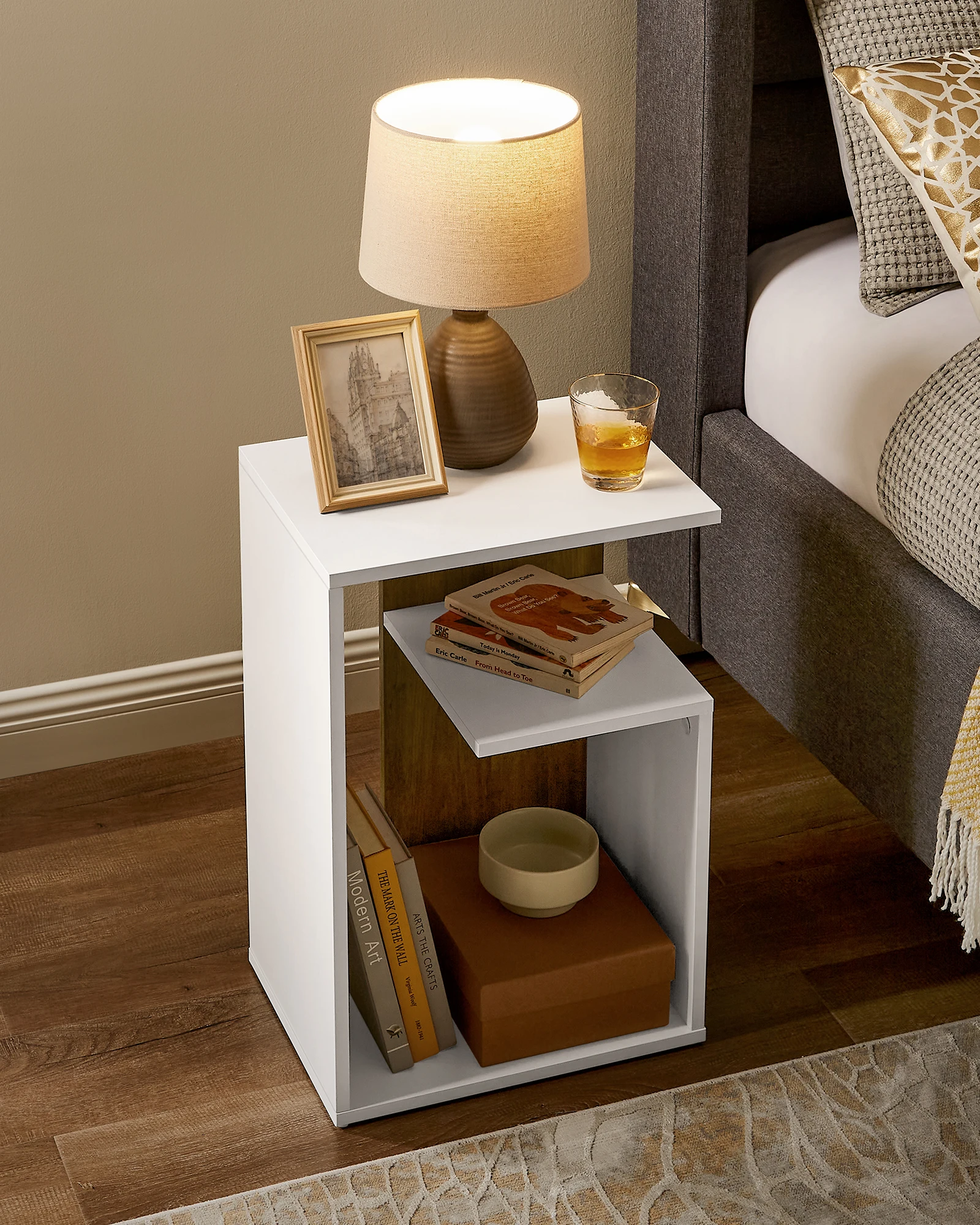 VASAGLE Side Table, Bedside Table, Open Storage, Can Be Used Vertically or Horizontally, Modern, 30 x 40 x 60 cm