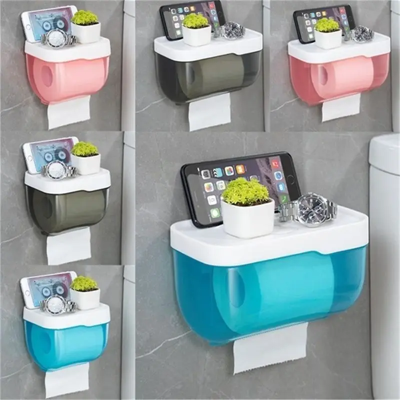 

Punch-free Toilet Paper Holder Box Waterproof Storage Toilet Paper Storage Rack Paper Towel Kitchen Bathroom Storage Box