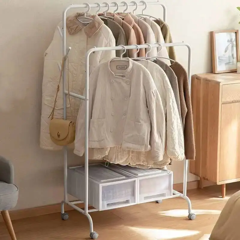

Saving White Modern Coat Rack Minimalist Place Designe Standing Floor Clothes Rack Wheels Portable Perchero De Pie Furniture
