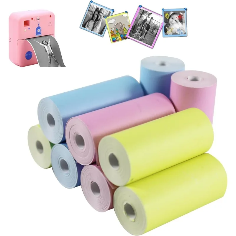 Sofortbildkamera-Nachfüllpapier für Kinder, nicht klebende Fotodrucker, Thermopapierrollen für tragbare mobile Drucker, Bonbonfarbe