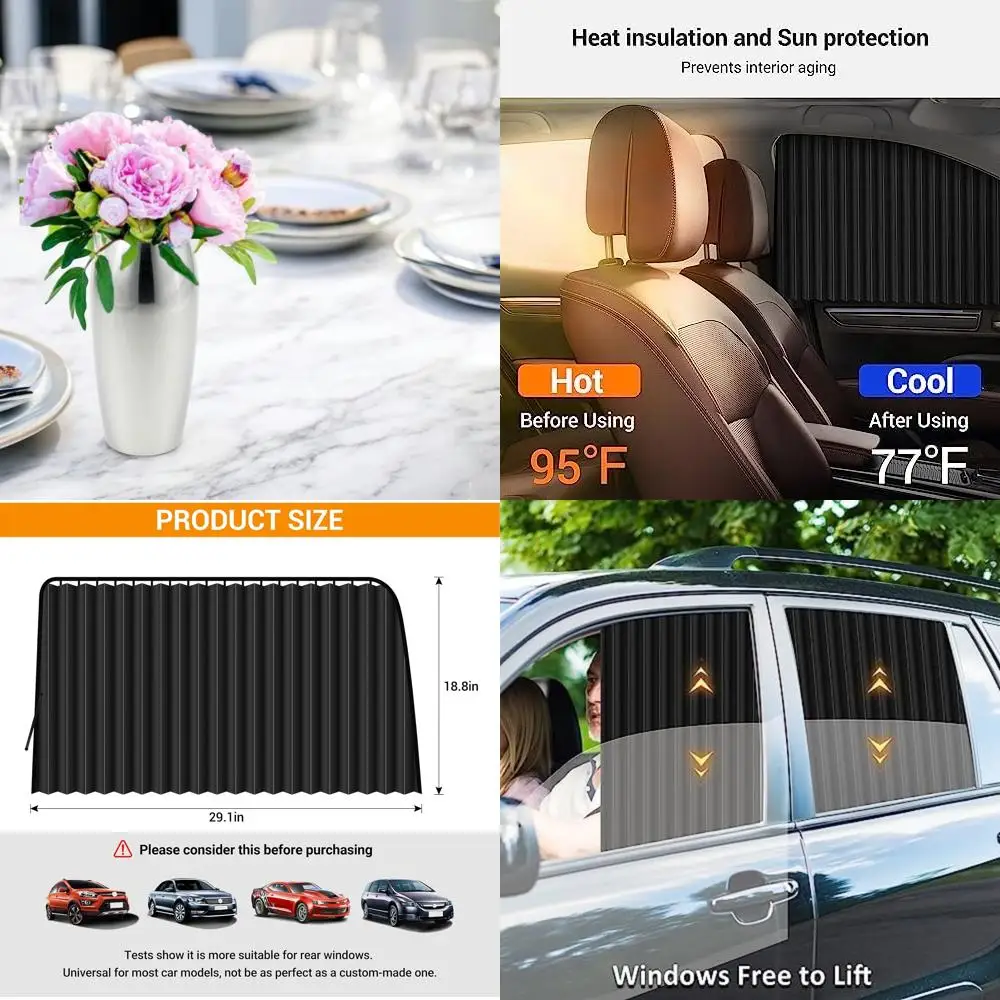 

car side window sun shades - privacy magnetic black 2 pcs covers blinds curtains - auto accessories sunshades keeps cooler scre