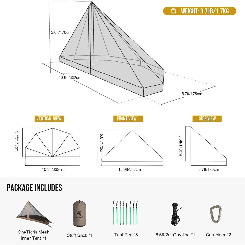 Imagem -04 - Tenda Quente com Fogão Temporada 46 Pessoas Tenda da Família para Camping Mochila Caça Pesca Impermeável à Prova de Vento