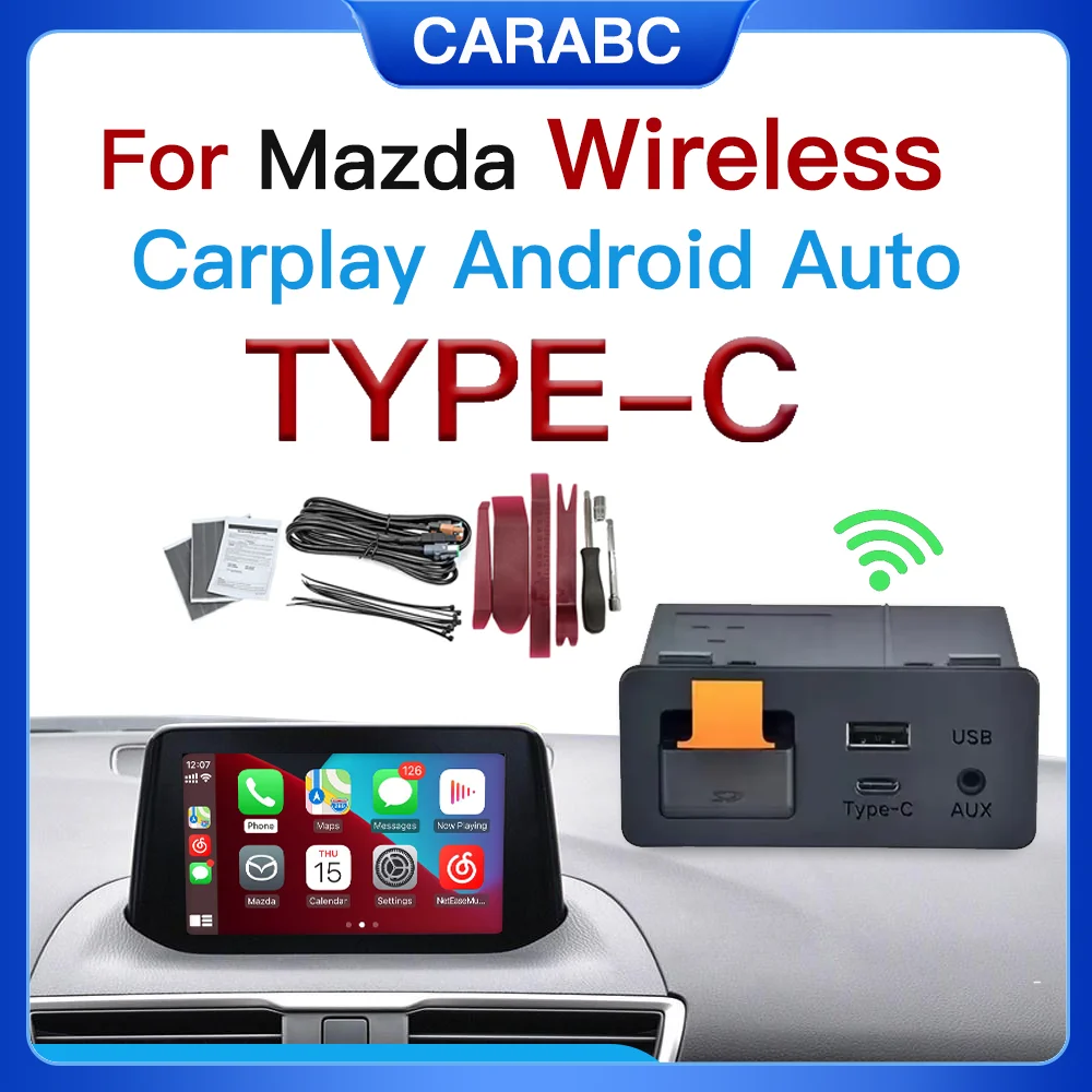 

Адаптер TYPE-C для Mazda P2.1 (проводной) или P3.1 (беспроводной) CarPlay Android Auto, USB-хаб для Demio, Miata, 2, 3, 6, CX3, CX5, CX8, CX9, комплект для дооснащения.