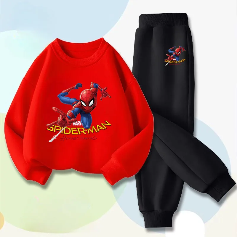 Conjunto de sudadera para niños de Marvel, jersey para niños de Spider Man, pantalones, conjunto de 2 piezas, chándal transpirable de nuevo estilo para primavera y otoño
