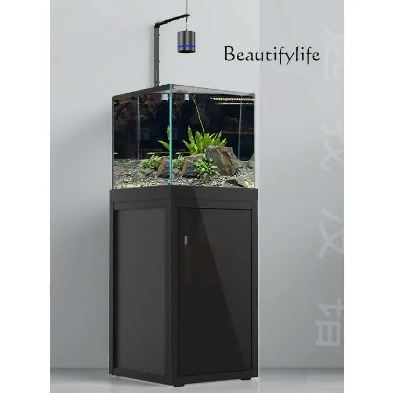 

C40 Fish Tank Extremely Narrow Bottom Ultra-white Lanshou Native Custom Square Tank Living Room Office Silent Stream Tank