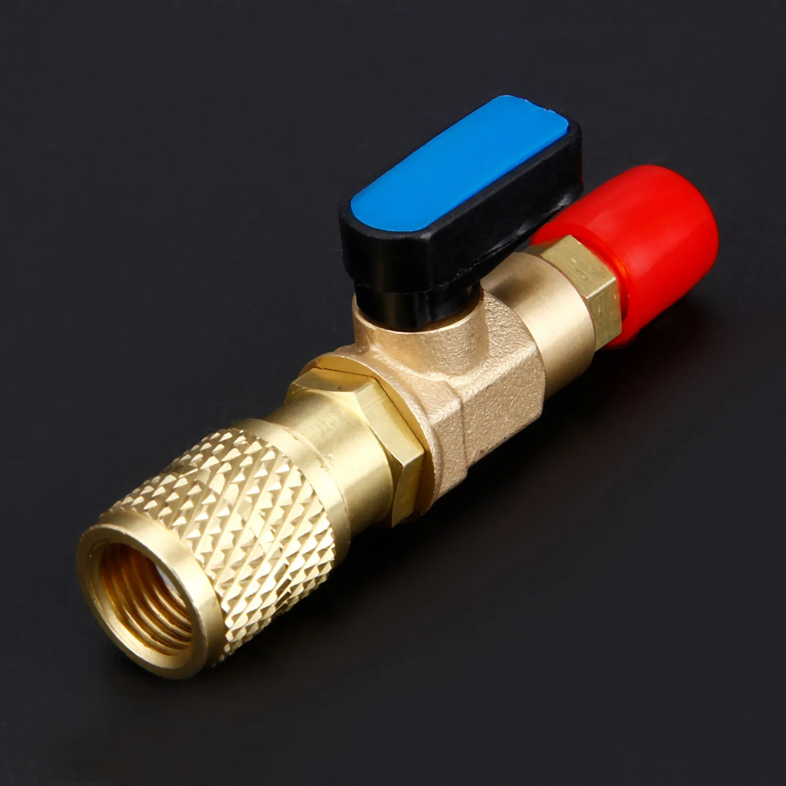 Refrigerant Ball Valve Adapter 1/4 SAE for Air Conditioner HVAC A/C Automotive Service Tool Straight Shut-Off Ball Valve Adapter