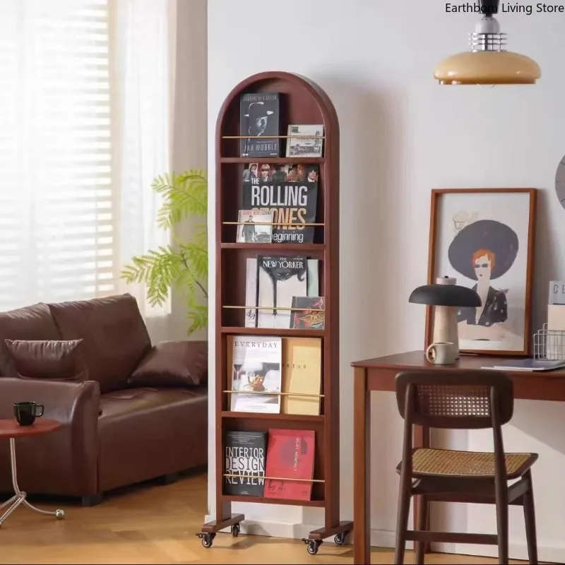 Medieval-style Magazine Racks Full-body Mirror Movable Magazine Racks Allowing Rotation Office Furniture Das Magazin ZY40ZZJ