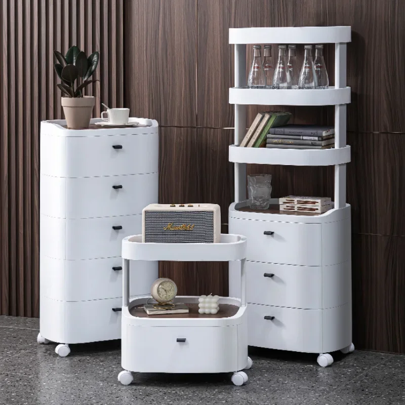 Storage cabinet wheeled drawer living room rack multi-storey kitchen crevice snack locker bedroom bedside table