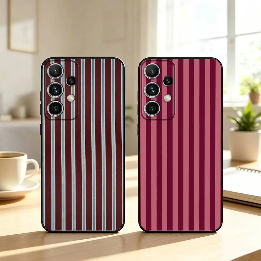 vintage maroon horizontal stripes Phone Case For Samsung S25,S24,S21,S22,S23,S30,Ultra,S20,Plus,Fe,Note,10,9,5G Black Cover