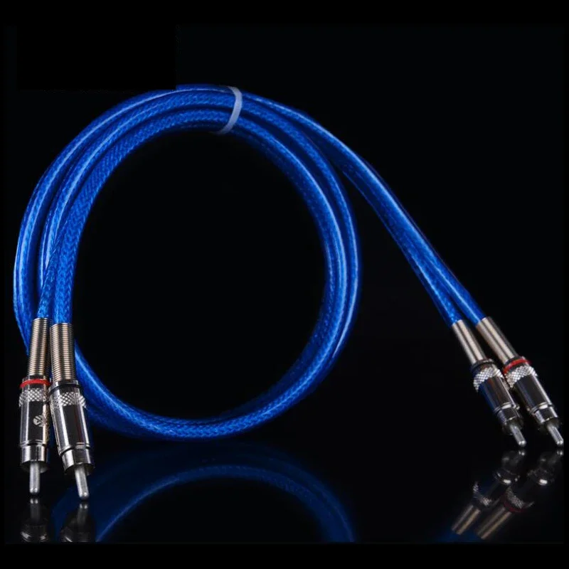 Winaqum 1 계량기 구리 와이어, 파란색 투명 OFC, DIY 2 RCA 와이어 상호 연결 오디오 케이블 TV 라인 W-253A