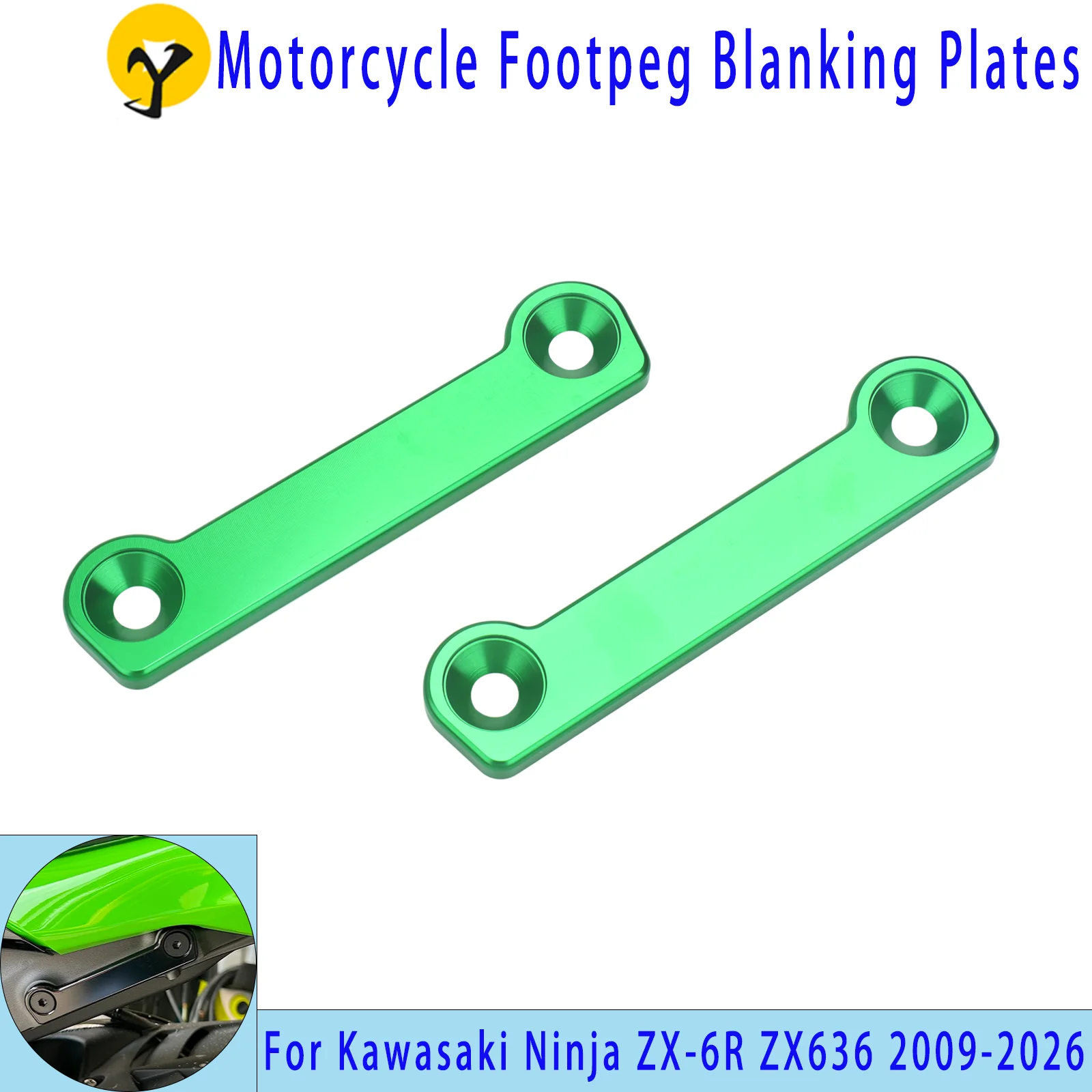 For Kawasaki Ninja ZX-6R ZX636 ABS KRT 2013-2026 models, ZX636 2013-2026 models, CNC-machined rear footpeg hole cover