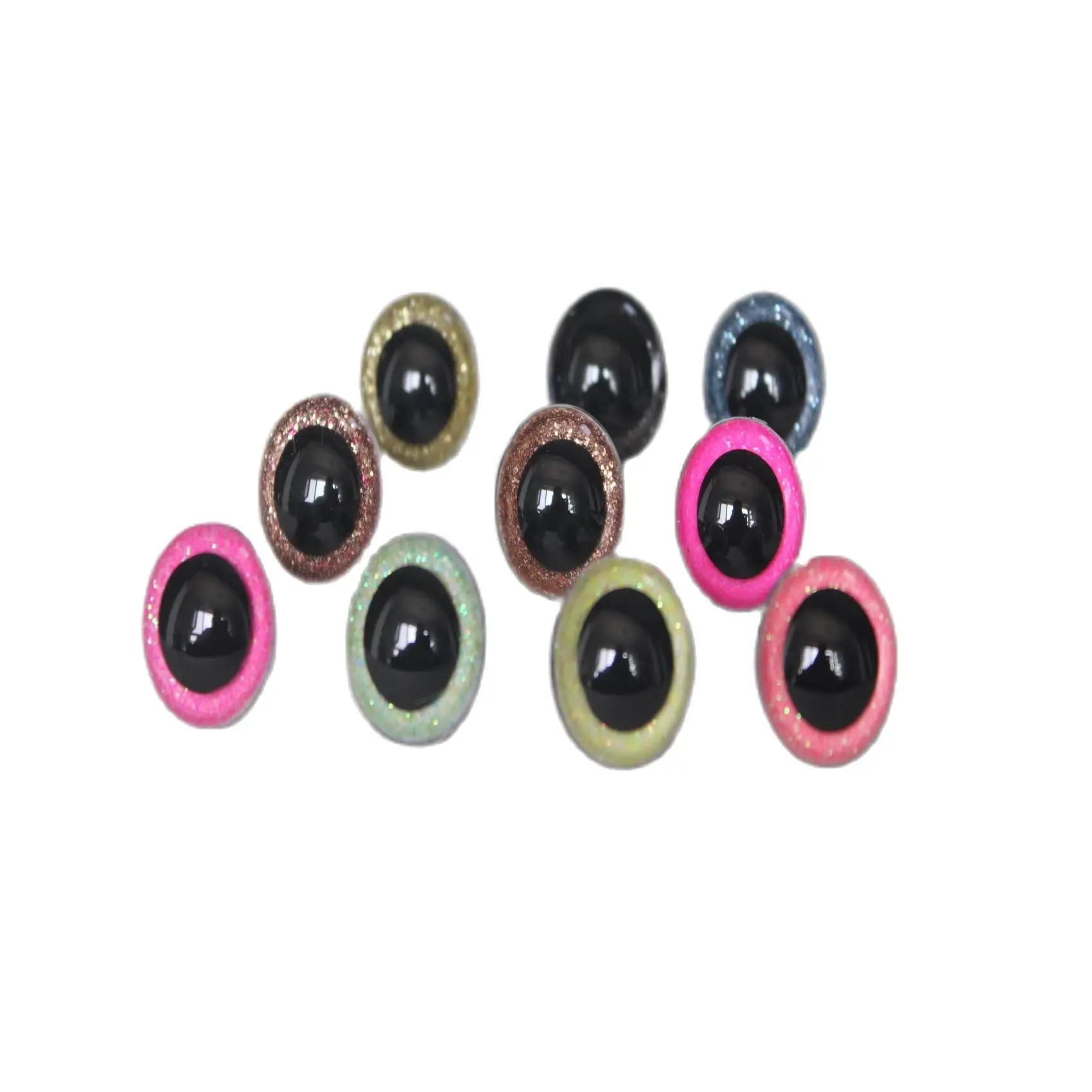 Novo estilo olhos coloridos 9mm-20mm redondo plástico transparente glitter brinquedo olhos de segurança + arruela dura para descobertas de boneca de pelúcia-20 peças