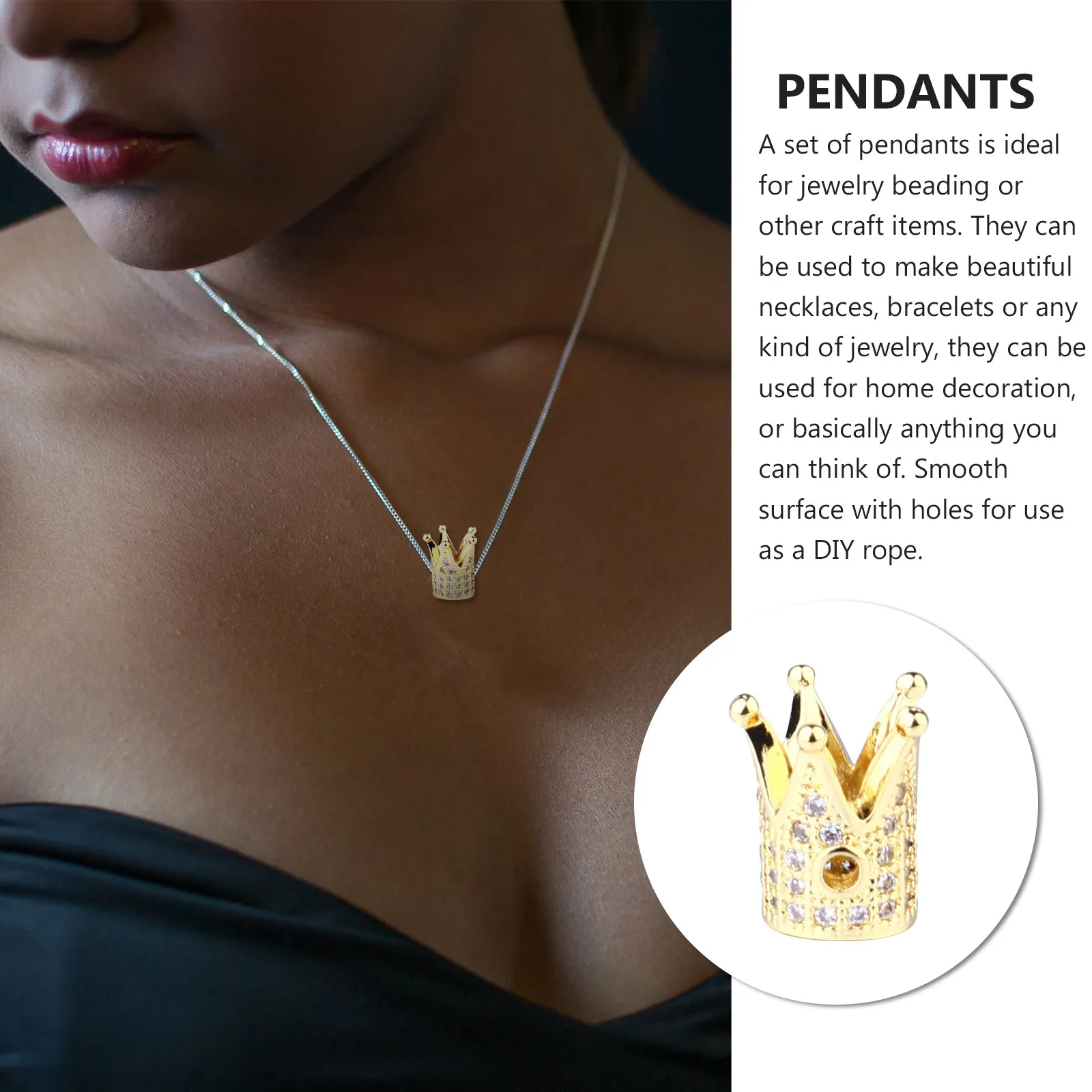 

10 шт. металлических бусин-подвесок в форме короны для изготовления украшений, аксессуары для рукоделия, для браслетов и ожерелий