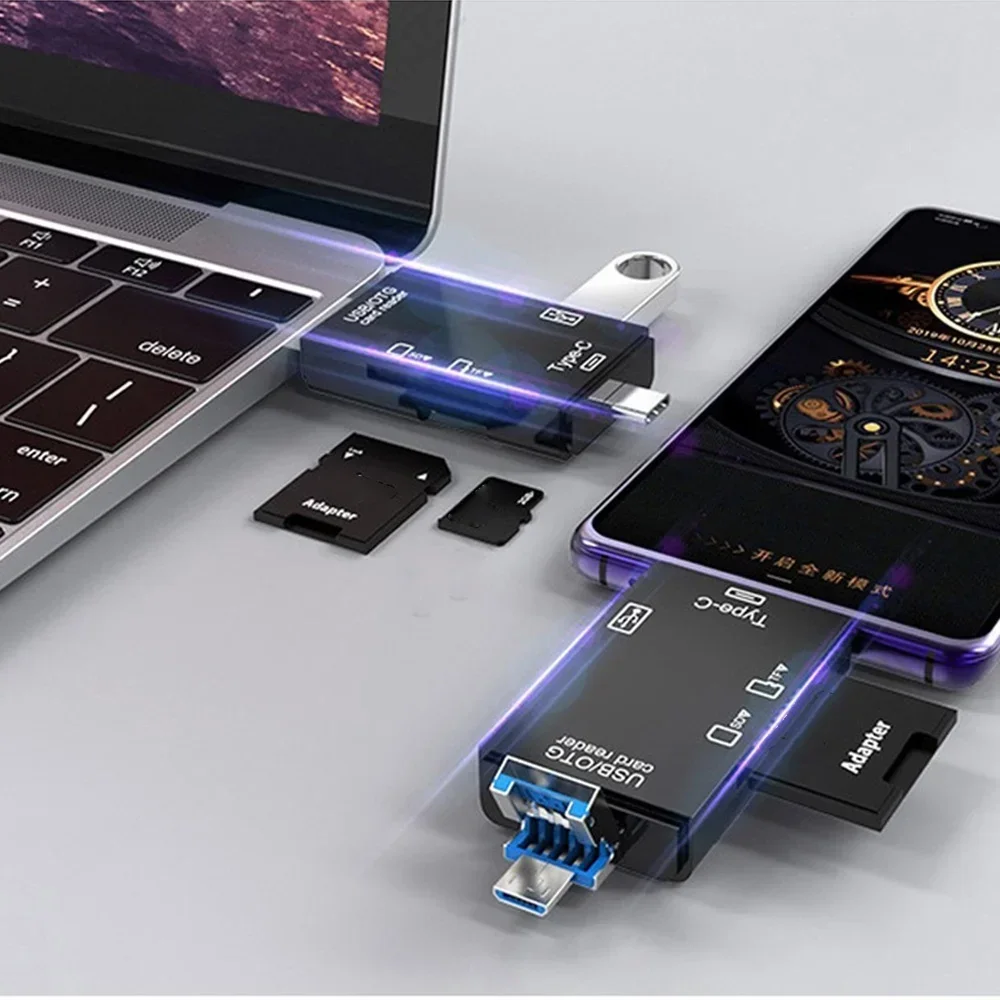 Многофункциональное устройство чтения карт памяти USB OTG-адаптер SD TF USB 2.0 Type C Micro USB Высокоскоростное устройство чтения карт памяти для компьютера и ноутбука