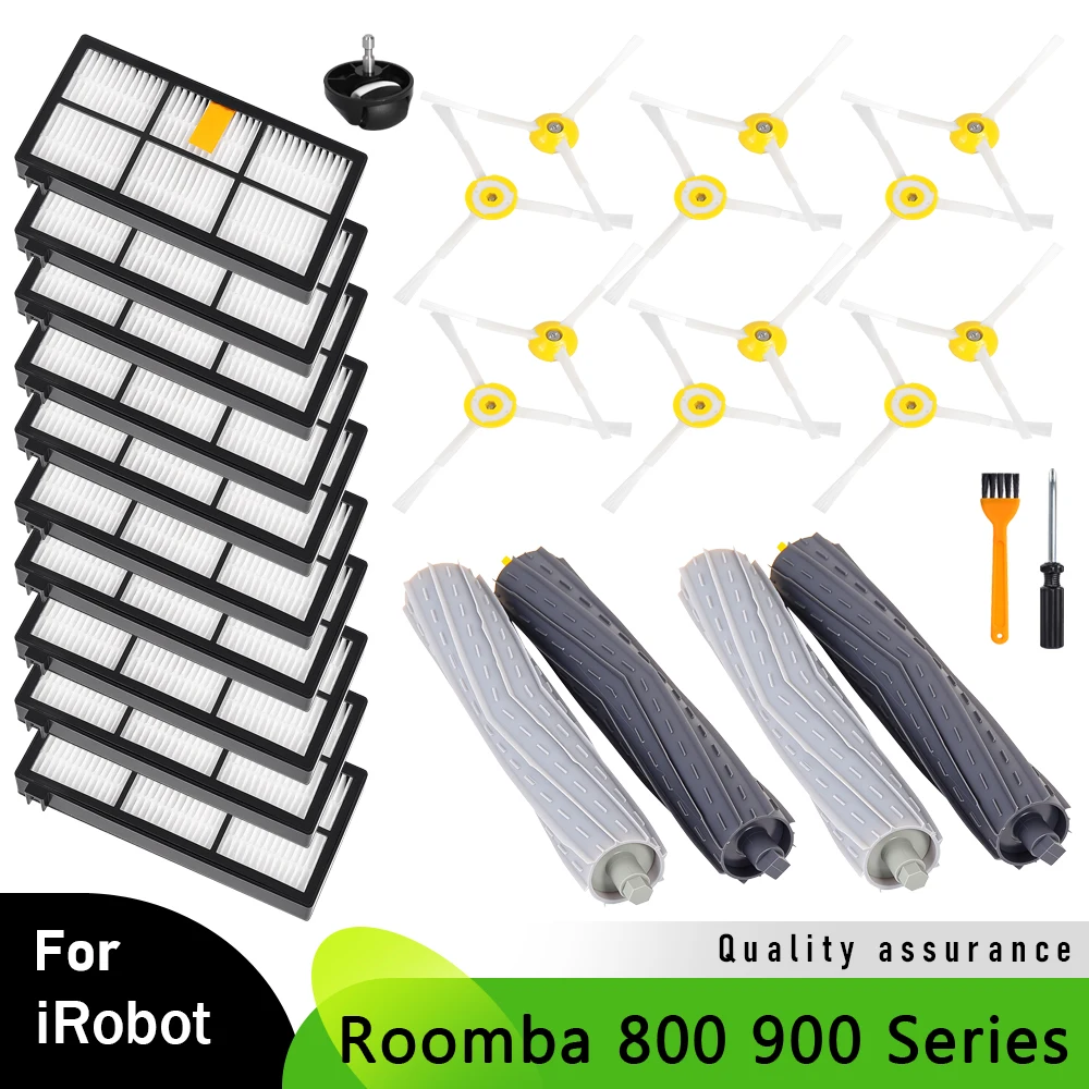 Para iRobot Roomba Series 800 900 876 880 885 886 860 870 890 940 960 976 980 981 985: Cepillo de rodillo, cepillo lateral y filtro para aspiradora