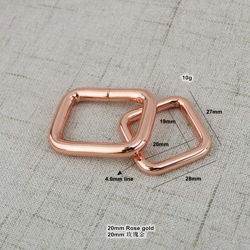 20mm 26mm Rose Gold High Quality Square Metal Buckle Bags 10-30-100pcs 5 Color Inside Square Non Welded Buckles Making Connector