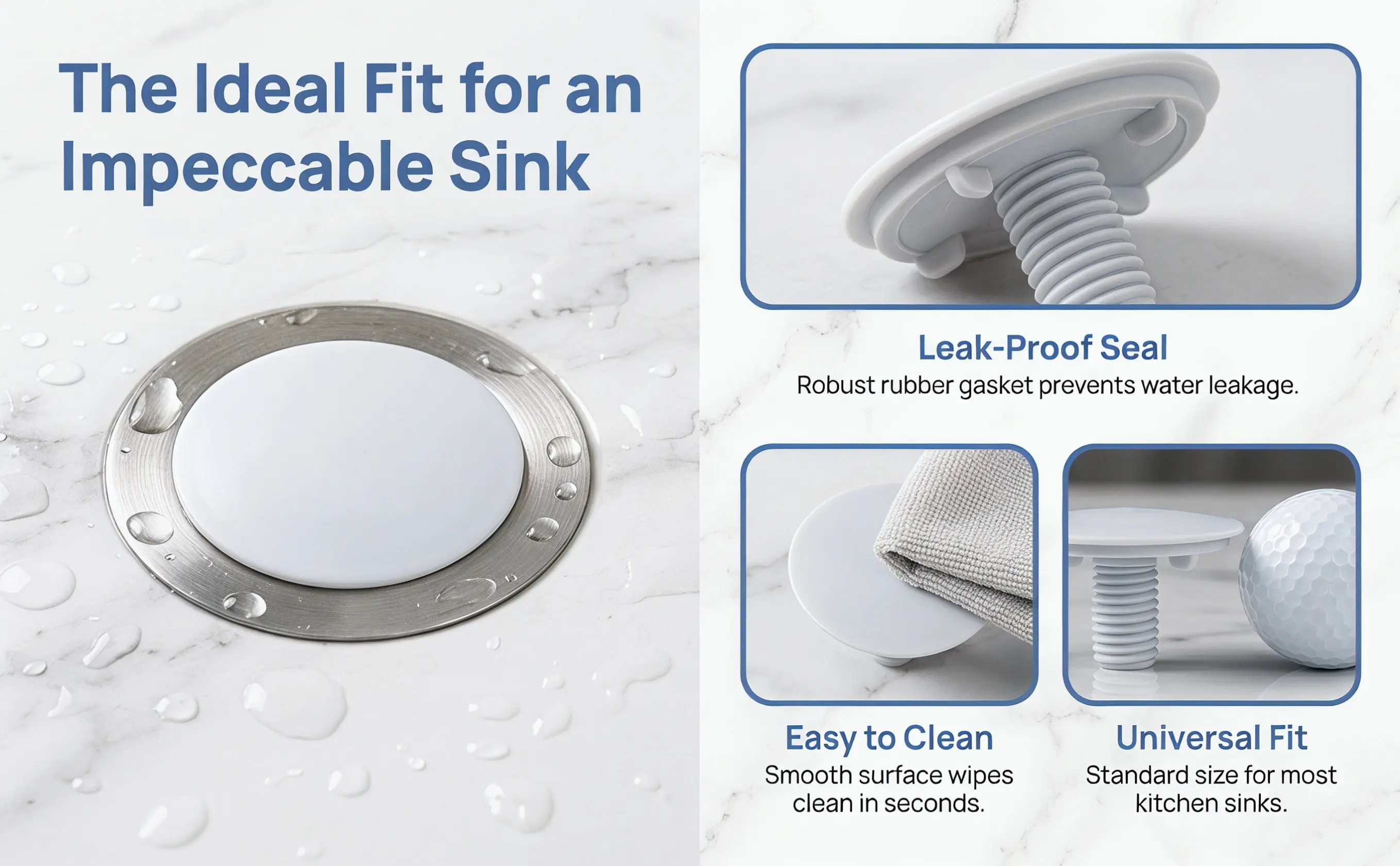 Kitchen Sink Faucet Hole Cover Plastic White Standard Fit Leak Proof Sealing Cap for Soap Dispenser Spray Hole Sink Accessories