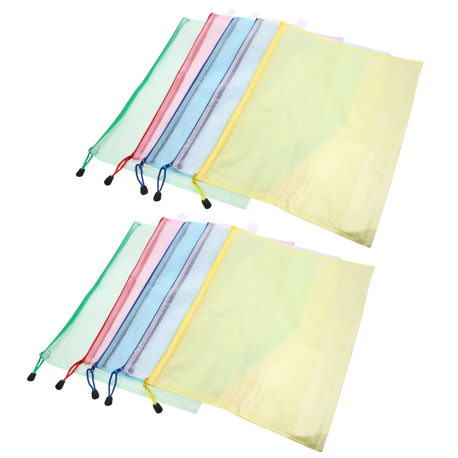 

10 Pcs Documents Bag File Stationery Zipper Pouch Mesh Filing Folder School Office