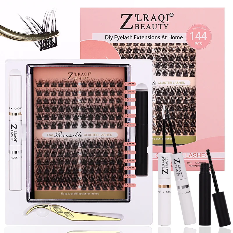 144 clusters of false eyelashes, dual-ended glue, DIY large capacity, single cluster grafting set.