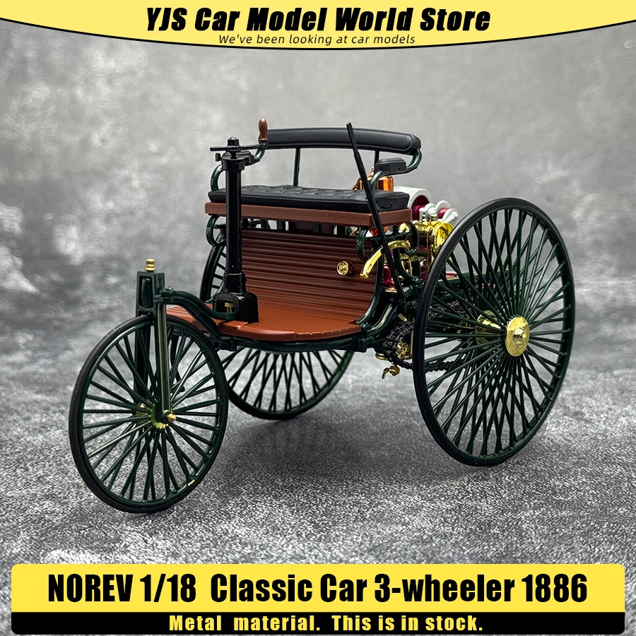 

NOREV Metal Casting Model 1/18 Classic Car 3-wheeler 1886 Automobile Model Metal Material Holiday Gift Collection