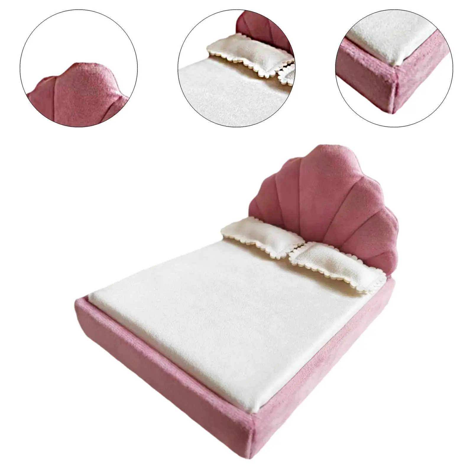 1/12 Dollhouse Upholstered Bed DIY Fitments Twin Bed for Life Scene Layout Landscape Decorations Micro Landscape Gift Handcraft