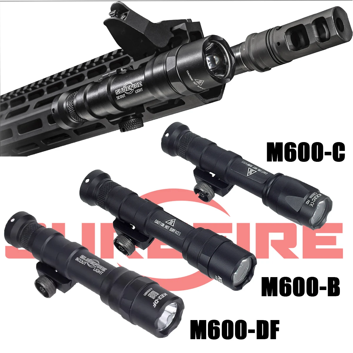 

Tactical 1400 lumen Surefire M600 M600DF Flashlight Dual Function Pressure Switch Powerful Hunting Scout Light Fit 20mm Rail