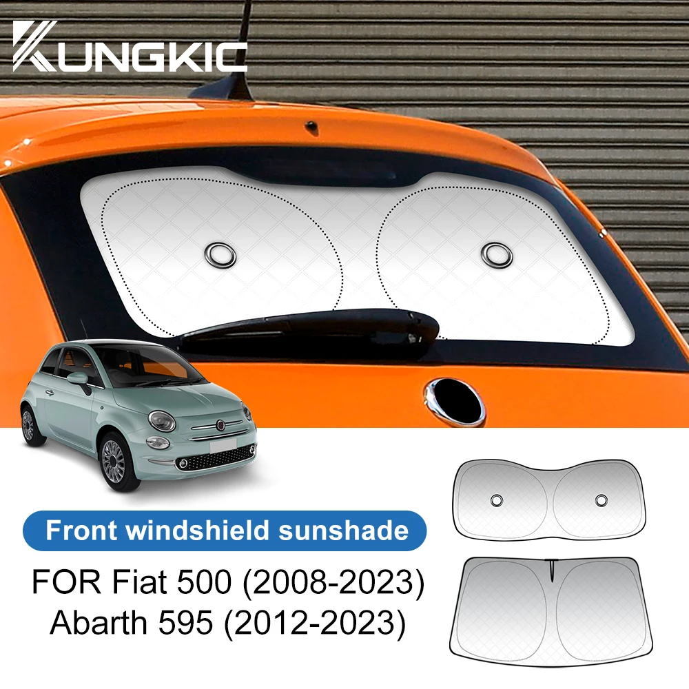 Car Front Rear Sunshade Windshield For Fiat 500 2008-2023 For Abarth 595 2012-2023 Car Visor Windscreen Folding UV Protection